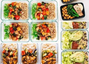 Meal prep chicken spicy lunch bowls sweet potatoes lemon
